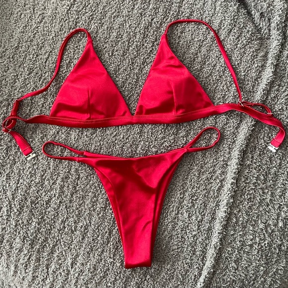 Red “Satin” Bikini—Small, Never worn! - Picture 3 of 6